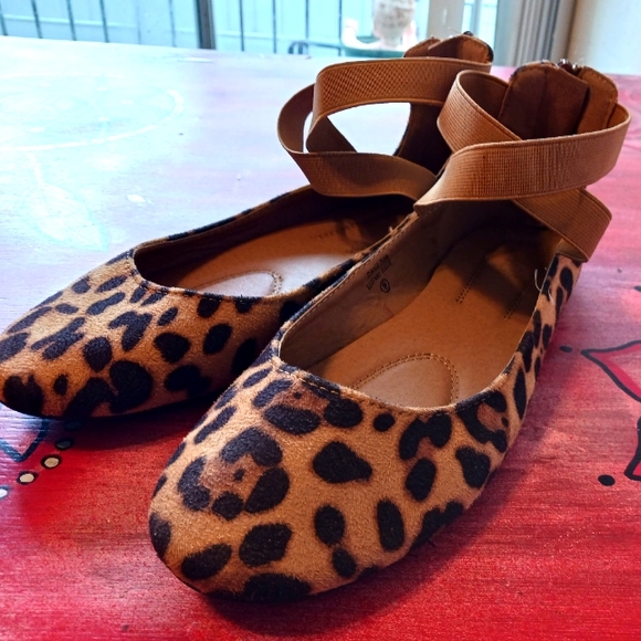 Bella Marie Shoes - 5/$20 - - Bella Marie suede leopard print flats with ankle strap